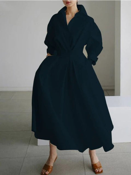 Années 40 Robe Chemise Trapèze Vintage Popeline - Ma Penderie Vintage