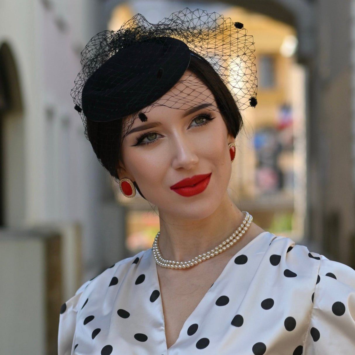 Années 50 Robe Midi à Pois Monroe à Manches Ballon - Ma Penderie Vintage