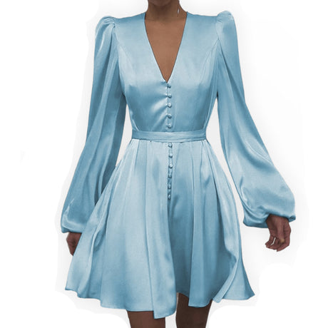 Années 70 Robe Courte Satin À Boutons - Ma Penderie Vintage