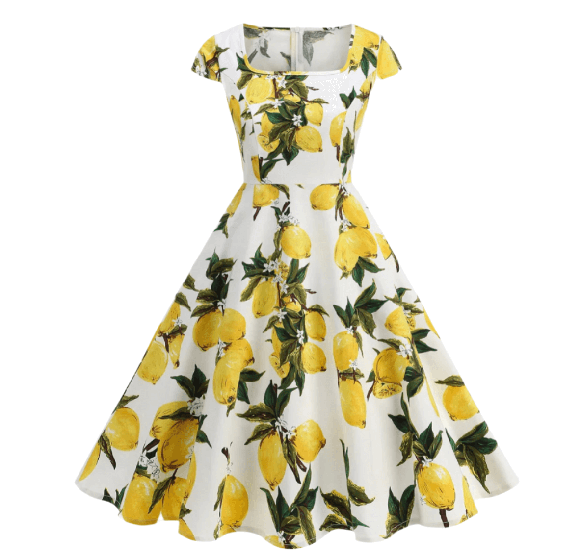 Années 50 Robe Trapeze Imprimé Citron - Ma Penderie Vintage