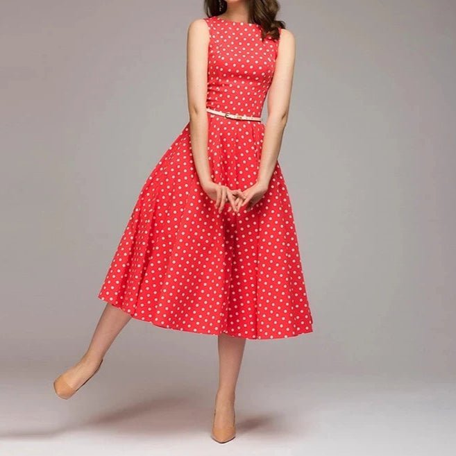 Années 50 Robe Business Évasée À Pois Julia - Ma Penderie Vintage