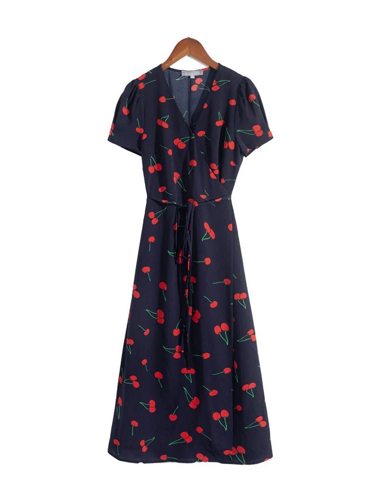 Années 40 Rétro Robe Style Portefeuille Cerises - Ma Penderie Vintage