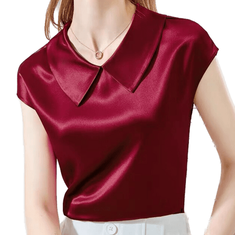 Années 40 Blouse Satin Manches Courtes Col Claudine - Ma Penderie Vintage