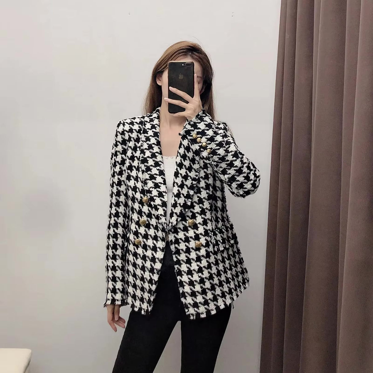 Années 70 Blazer Pied - de - poule Vintage Glamour - Ma Penderie Vintage