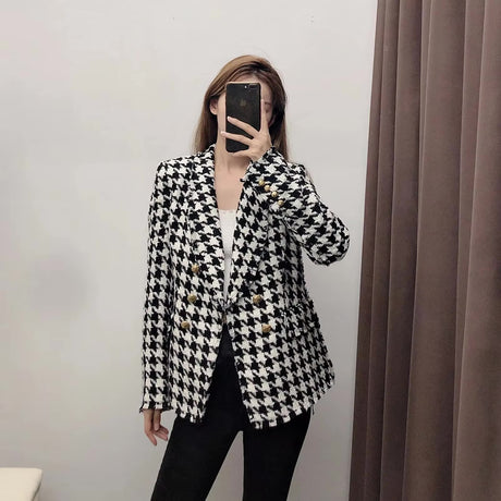 Années 70 Blazer Pied - de - poule Vintage Glamour - Ma Penderie Vintage