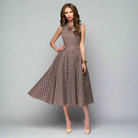 Années 50 Robe Business Évasée À Pois Julia - Ma Penderie Vintage