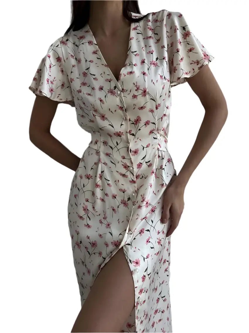 Années 40 Robe d'Été Midi Imprimé Floral - Ma Penderie Vintage