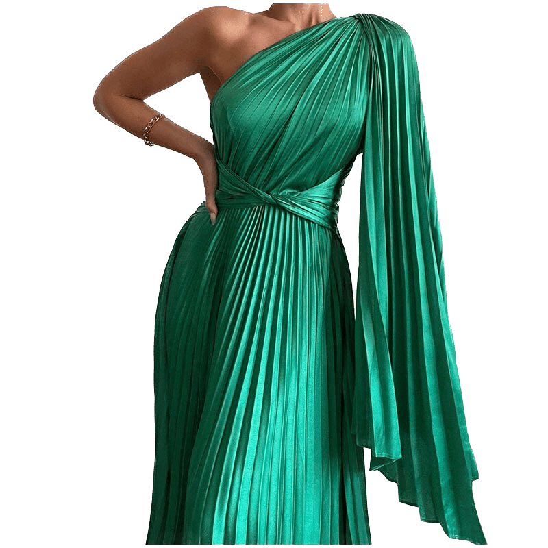 Années 80 Robe Plissée Asymétrique Glamour - Ma Penderie Vintage