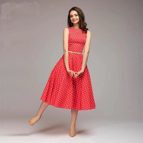 Années 50 Robe Business Évasée À Pois Julia - Ma Penderie Vintage