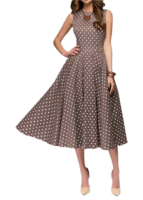 Années 50 Robe Business Évasée À Pois Julia - Ma Penderie Vintage