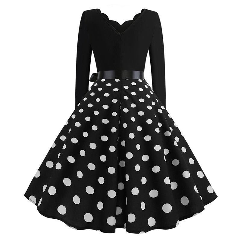 Années 50 Robe Évasée Rétro À Pois Lucille - Ma Penderie Vintage