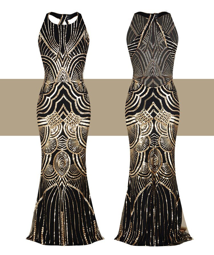 Années 20 Robe de Soirée Géométrique Gatsby - Ma Penderie Vintage