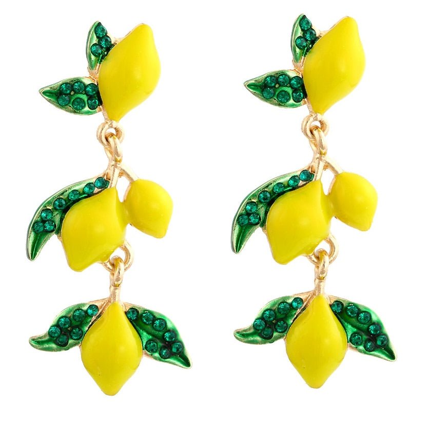 Années 40 Boucles d'Oreilles Pendantes Citron Amalfi - Ma Penderie Vintage