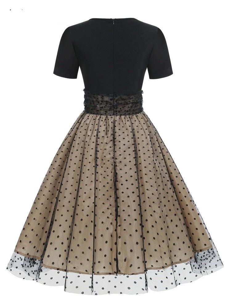 Années 50 Robe Évasée Pin Up Tulle À Pois - Ma Penderie Vintage