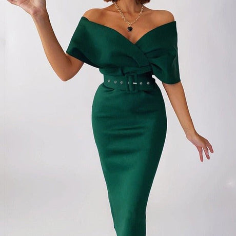 Années 50 Robe Fourreau Rétro Épaules Tombantes - Ma Penderie Vintage