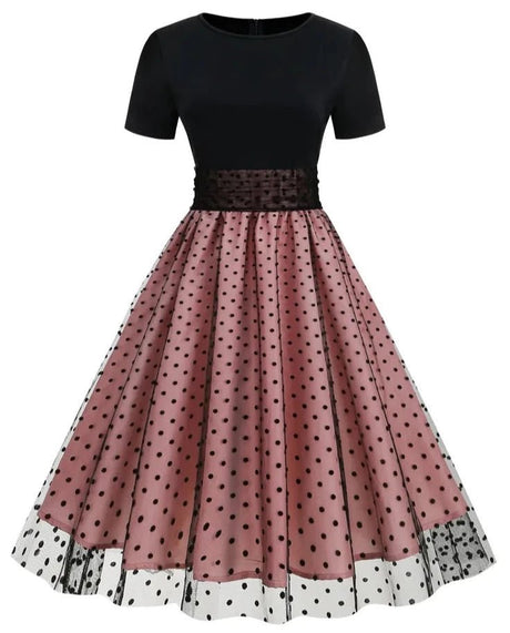 Années 50 Robe Évasée Pin Up Tulle À Pois - Ma Penderie Vintage