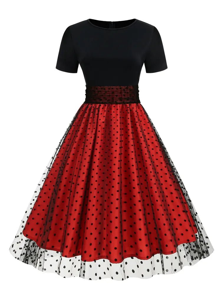 Années 50 Robe Évasée Pin Up Tulle À Pois - Ma Penderie Vintage