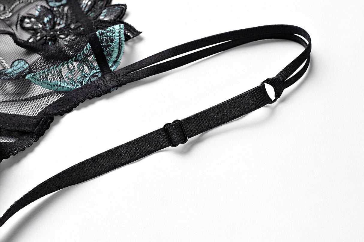 Années 60 Ensemble Soutien - Gorge et Culotte Brodé Cerise - Ma Penderie Vintage