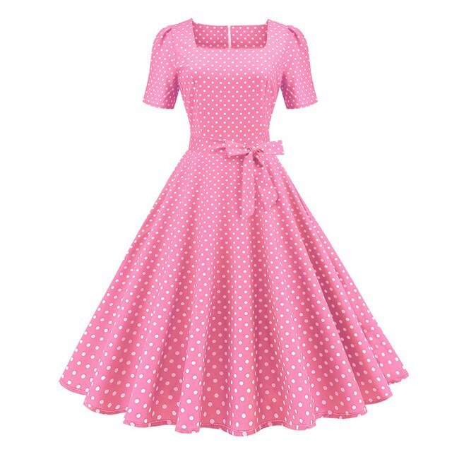 Années 50 Robe Col Carré À Pois Lucille - Ma Penderie Vintage