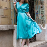 Années 40 Robe Portefeuille Mi - Longue Glamour - Ma Penderie Vintage