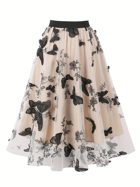 Années 50 Jupe Rétro Broderie Papillon Dita - Ma Penderie Vintage