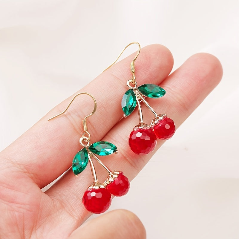 Années 80 Boucles d'oreilles Cerise Cristal - Ma Penderie Vintage