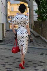 Années 50 Robe Midi à Pois Monroe à Manches Ballon - Ma Penderie Vintage