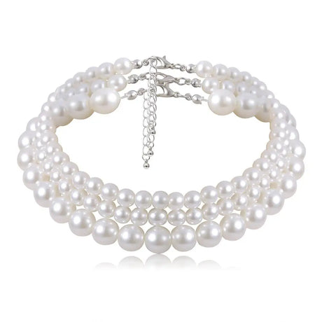 Années 50 Collier Vintage Trois Rangs de Perles - Ma Penderie Vintage
