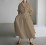 Années 40 Robe Chemise Trapèze Vintage Popeline