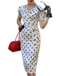 Années 50 Robe Midi à Pois Monroe à Manches Ballon - Ma Penderie Vintage
