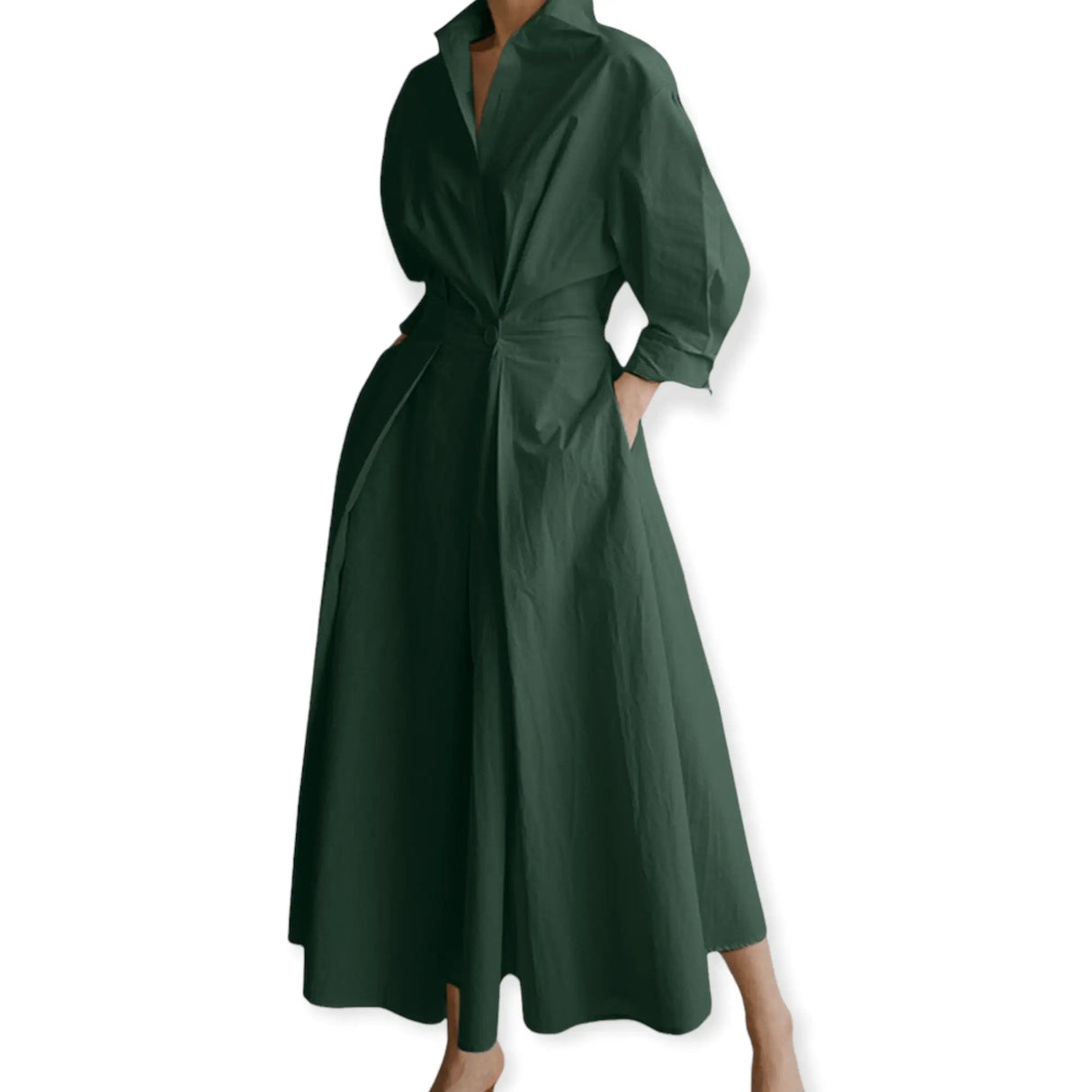 Années 40 Robe Chemise Trapèze Vintage Popeline - Ma Penderie Vintage
