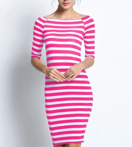 Années 60 Robe Crayon Marinière Rétro Bardot - Ma Penderie Vintage