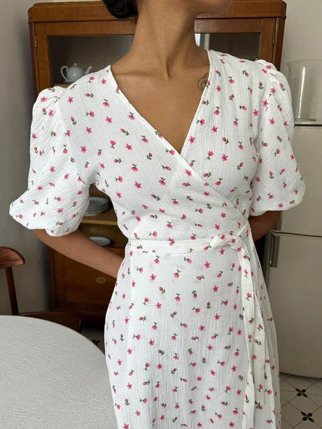 Années 60 Provençal Robe imprimée Portefeuille - Ma Penderie Vintage