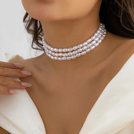 Années 50 Collier Vintage Trois Rangs de Perles - Ma Penderie Vintage