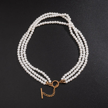 Années 50 Collier Vintage Trois Rangs de Perles - Ma Penderie Vintage