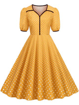 Années 40 Robe Mi-Longue Hepburn À Pois - Ma Penderie Vintage