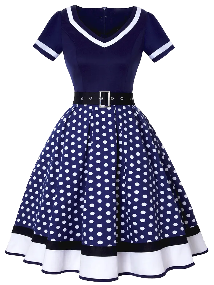 <tc>Años 60</tc> Vestido de día grande Rockabilly con lunares <tc>Talla</tc>