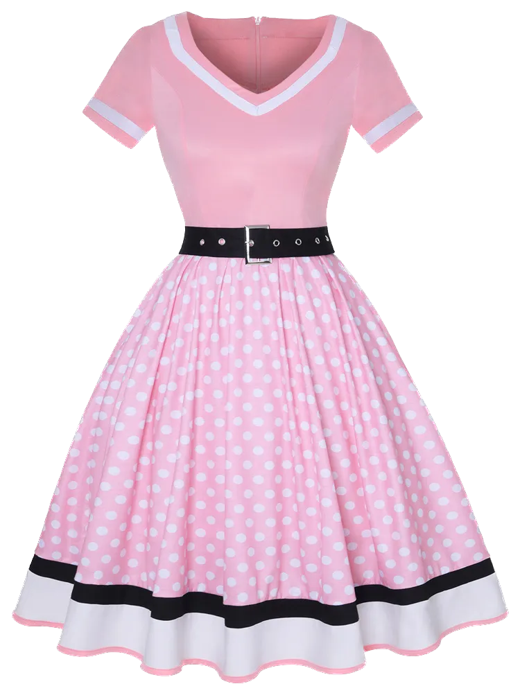 <tc>Años 60</tc> Vestido de día grande Rockabilly con lunares <tc>Talla</tc>