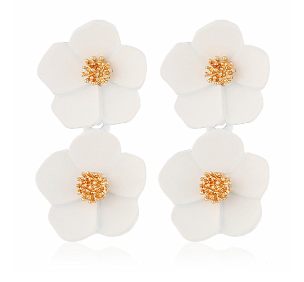 Années 60 Boucle d'Oreilles Fleur Pendantes Rétro