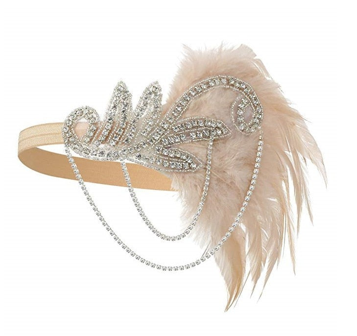 Années 20 Headband Charleston Paillettes et Plumes