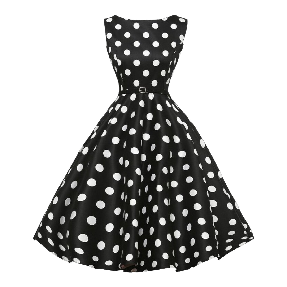 <tc>1950's</tc> Pin Up Bettie Page Polka Dot Print Flared Dress