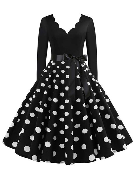 Années 50 Robe Évasée Rétro À Pois Lucille - Ma Penderie Vintage