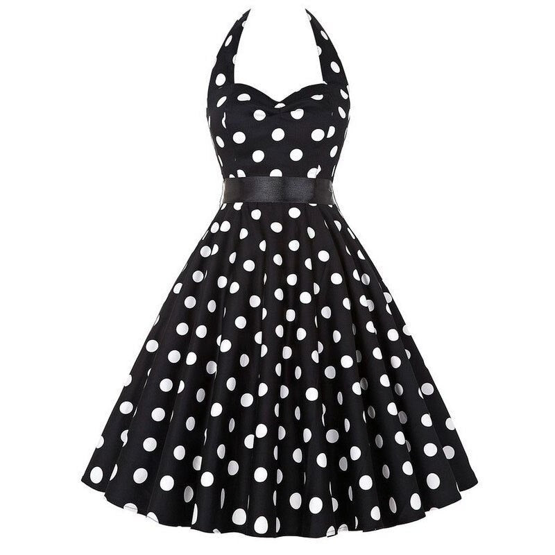 Années 50 Robe Dos Nu Pin Up Imprimée pois