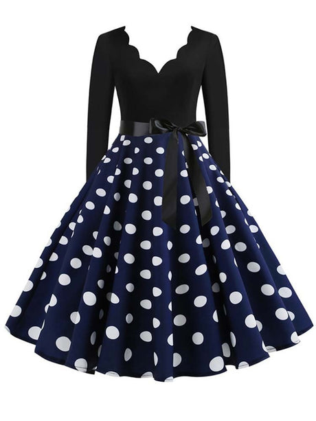 Années 50 Robe Évasée Rétro À Pois Lucille - Ma Penderie Vintage