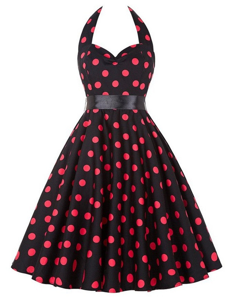 Années 50 Robe Dos Nu Pin Up Imprimée pois