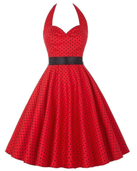 Années 50 Robe Dos Nu Pin Up Imprimée pois - Ma Penderie Vintage
