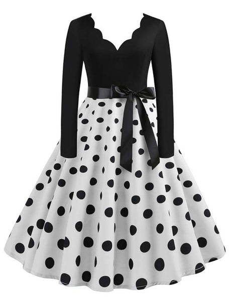 Années 50 Robe Évasée Rétro À Pois Lucille - Ma Penderie Vintage