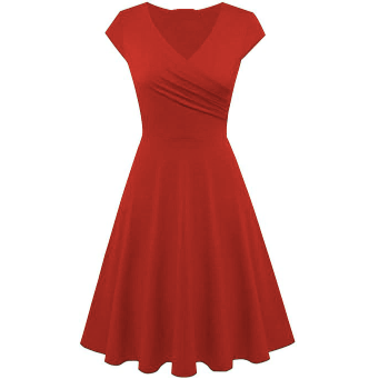 Années 60 Robe Évasée Col V Rétro - Ma Penderie Vintage