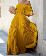 Années 70 Robe Fluide Longue Plissée