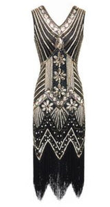 <tc>Años 20</tc> Vestido de noche retro con lentejuelas Gatsby <tc>L</tc>e <tc>M</tc>hermoso